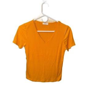 Vibrant Orange V-Neck Women's Top